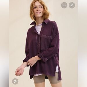 Aerie Purple Long Sleeve Polo Top